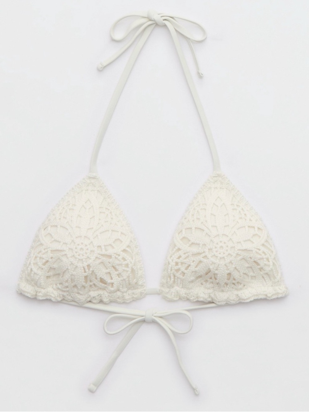 aerie White Crochet Triangle Bikini
 large top
Medium bottoms